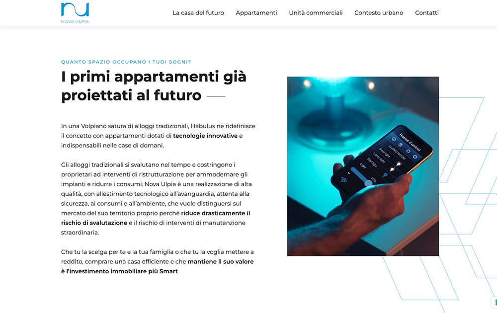 Sezione della homepage di Nova Ulpia