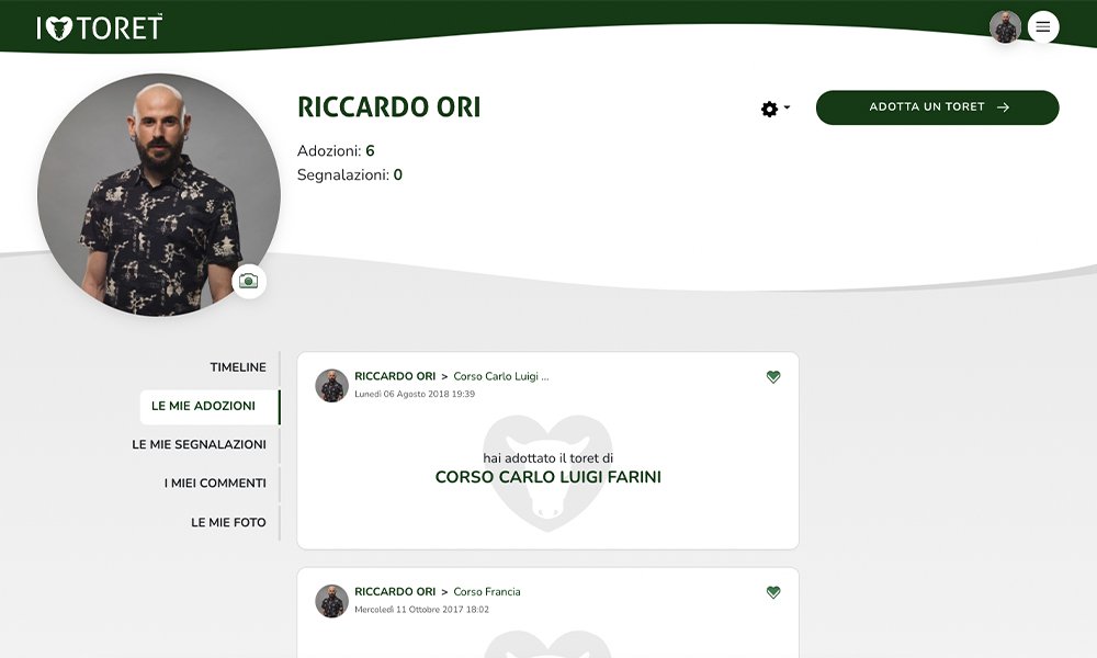 Pagina profilo del sito web dell'associazione ilovetoret