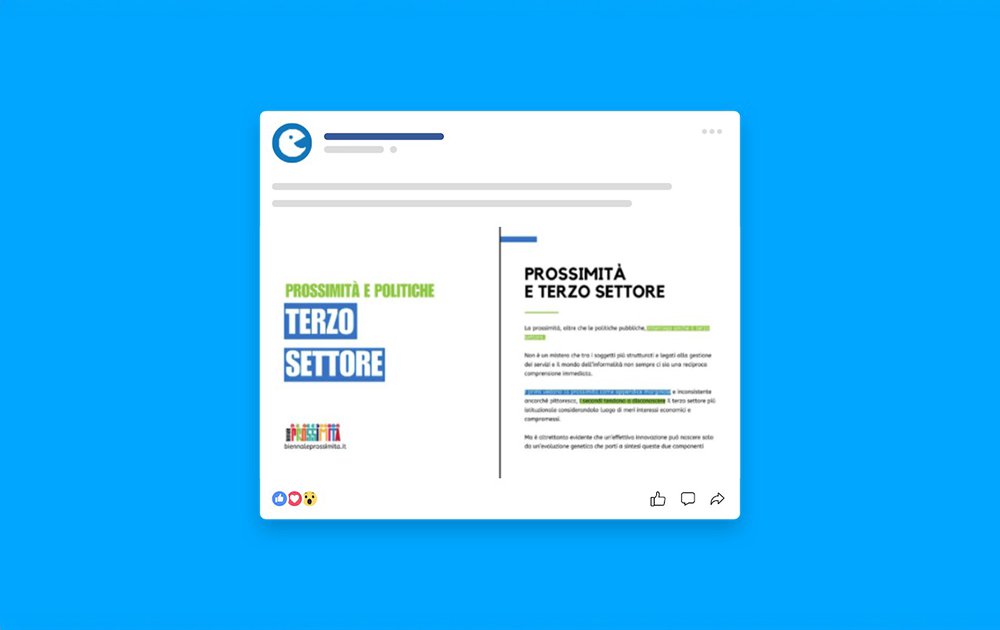 Esempio di post organico per la Biennale della Prossimità