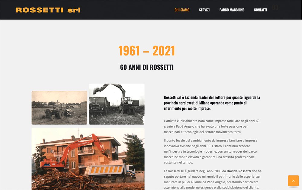 Sezione chi siamo della homepage di Rossetti Scavi