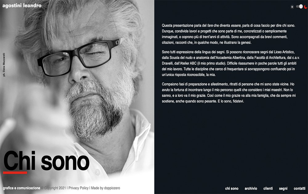 Pagina chi siamo per sito web di Leandro Agostini